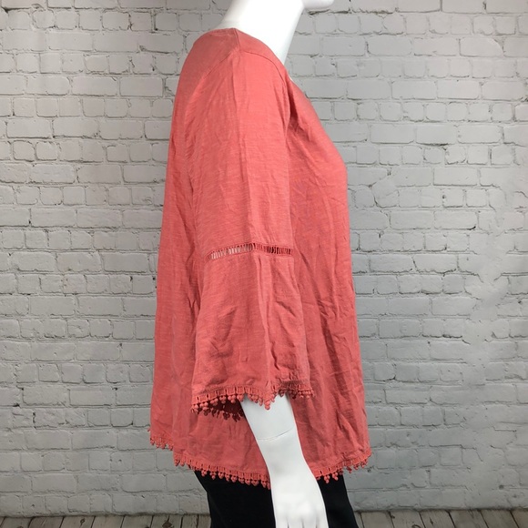 2X 4X Style & Co Crochet Trim Bell Sleeve Top Plus - Picture 4 of 7